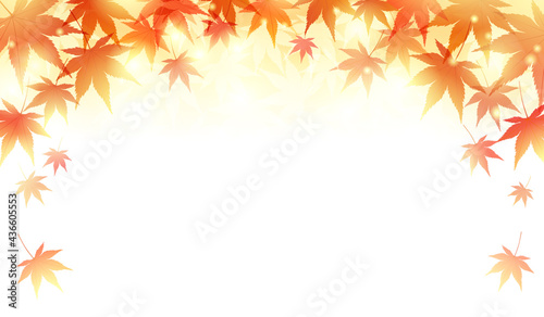 秋の紅葉と光の美しいベクターイラストフレーム背景