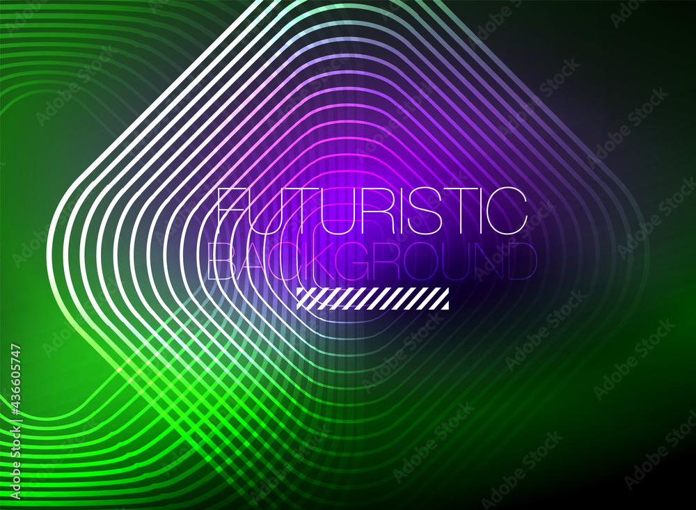 Neon color square shape lines abstract background. Shiny magic energy and motion concept, vector abstract wallpaper background Neon color square shape lines abstract background. Shiny magic energy and motion concept, vector abstract wallpaper background
