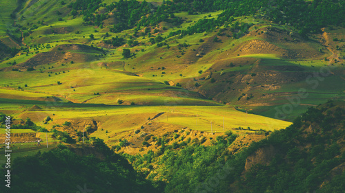 Mountain slopes in shadows and lights