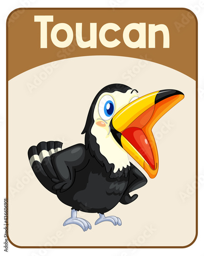 Educational English word card of Toucan
