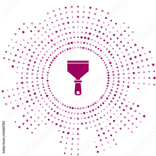 Purple Putty knife icon isolated on white background. Spatula repair tool. Spackling or paint instruments. Abstract circle random dots. Vector