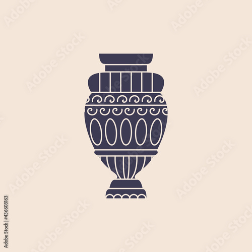 Ancient Greek amphora isolated vector illustration. Antique Greece vase design element.	