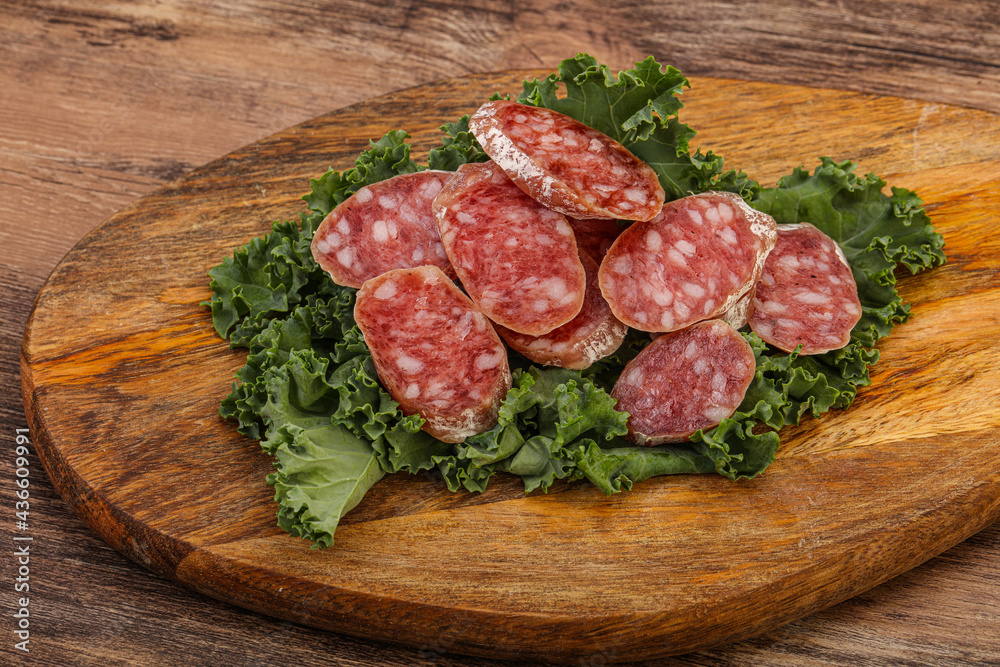 Iberian pork Fuet sausage slices