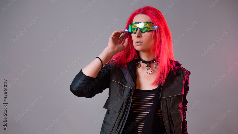 Futuristic glasses with backlight, an augmented reality gadget. Futuristic glasses with backlight, an augmented reality gadget.