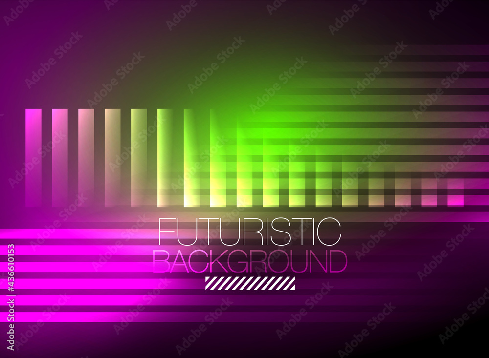 Bright neon color techno abstract background, shiny glowing neon lines in the dark background Bright neon color techno abstract background, shiny glowing neon lines in the dark background