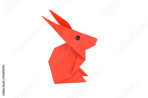 Rabbit made with small craft paper and nicely placed on a paper background