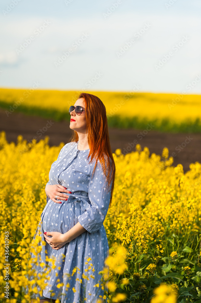 Pregnant woman on the summer field Pregnant woman on the summer field