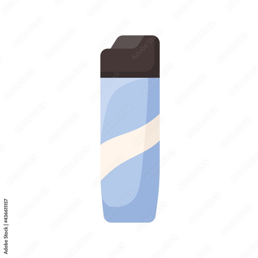 Plastic water bottle with cap. Reusable sport flask for gym, travel, camping, hiking. Closed container for drink. Colored flat vector illustration of thermo cup isolated on white background Plastic water bottle with cap. Reusable sport flask for gym, travel, camping, hiking. Closed container for drink. Colored flat vector illustration of thermo cup isolated on white background