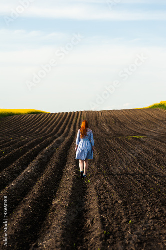 Pregnant woman on the summer field © alipko