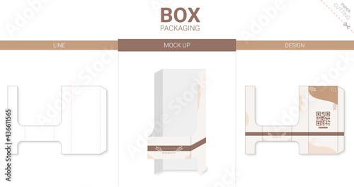 Box packaging and mockup die cut template