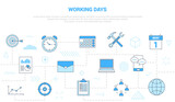 working days concept with icon set template banner with modern blue color style