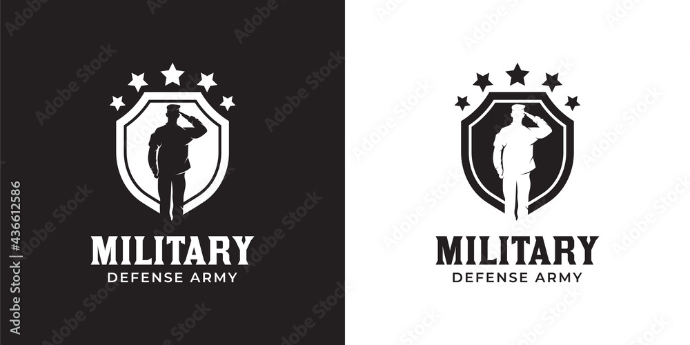 Silhouette of Military Lieutenant, British Navy respectful captain army with shield logo design Silhouette of Military Lieutenant, British Navy respectful captain army with shield logo design