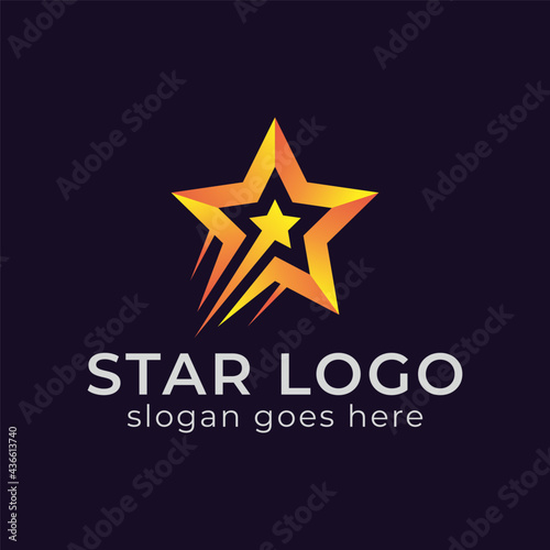 modern gradient logo of rocket star or swoosh rising star, reaching dream logo vector template