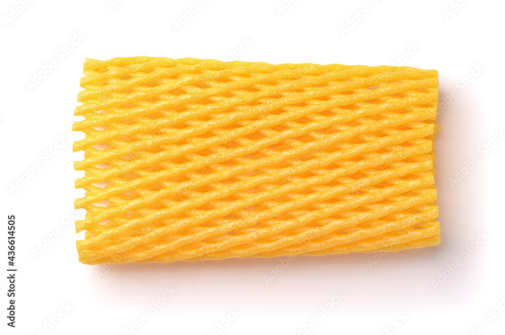 Top view of yellow foam packaging mesh sleeve Top view of yellow foam packaging mesh sleeve