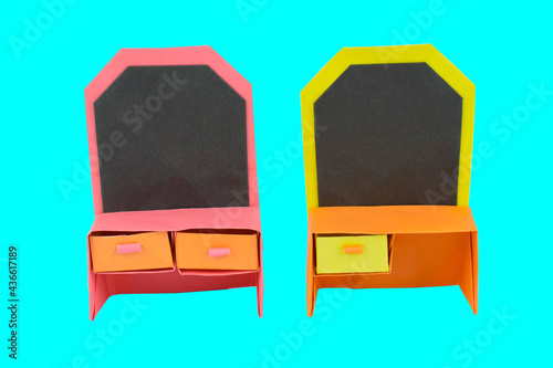 Two desk made with small craft paper and nicely placed on a paper background (2)