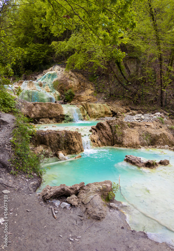 Bagni San Filippo (Italy) - In Tuscany region on Monte Amiata, it's a public and wild small hot waterfall with white stone deposits named Balena Bianca. photo