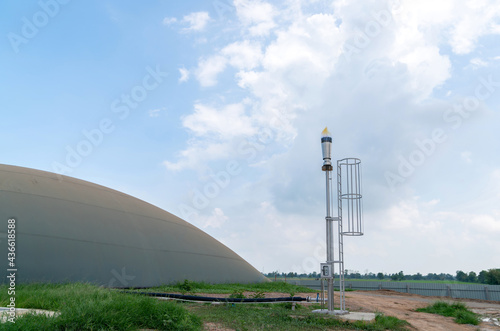 Water theatment pond ferment bio gas. photo