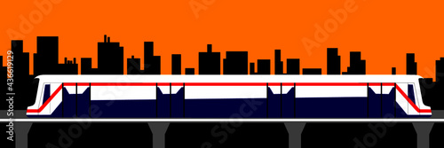 vector sky train in the city of Thailand illustration