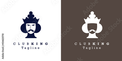 Stylized image of King of Clubs for avatar, logo or branding. Vector illustration and sample text.