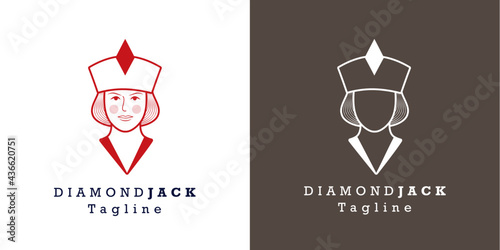 Stylized image of Jack of Diamond for avatar, logo or branding. Vector illustration and sample text.