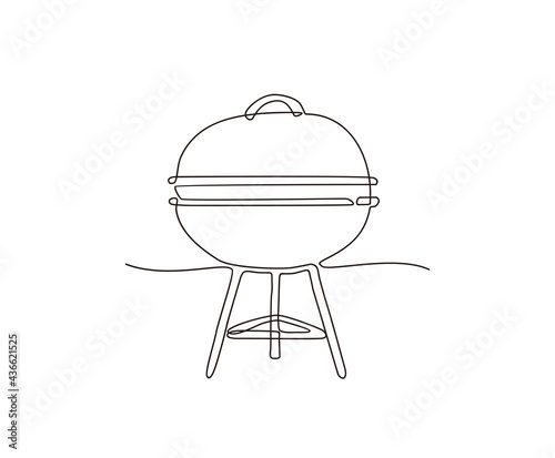 Continuous one line drawing of barbecue grill vector design. hand drawn minimalism style.