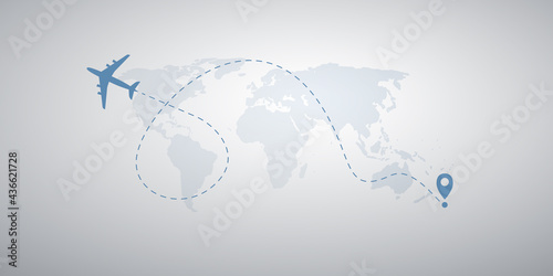 Traveling Around the World - Travel by Airplane - World Map Design