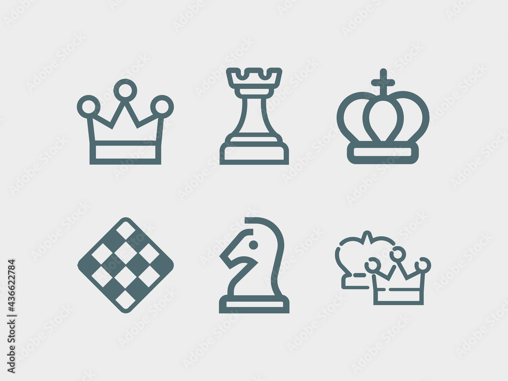 Chess line icon set. Strategy Chess line icon set. Strategy