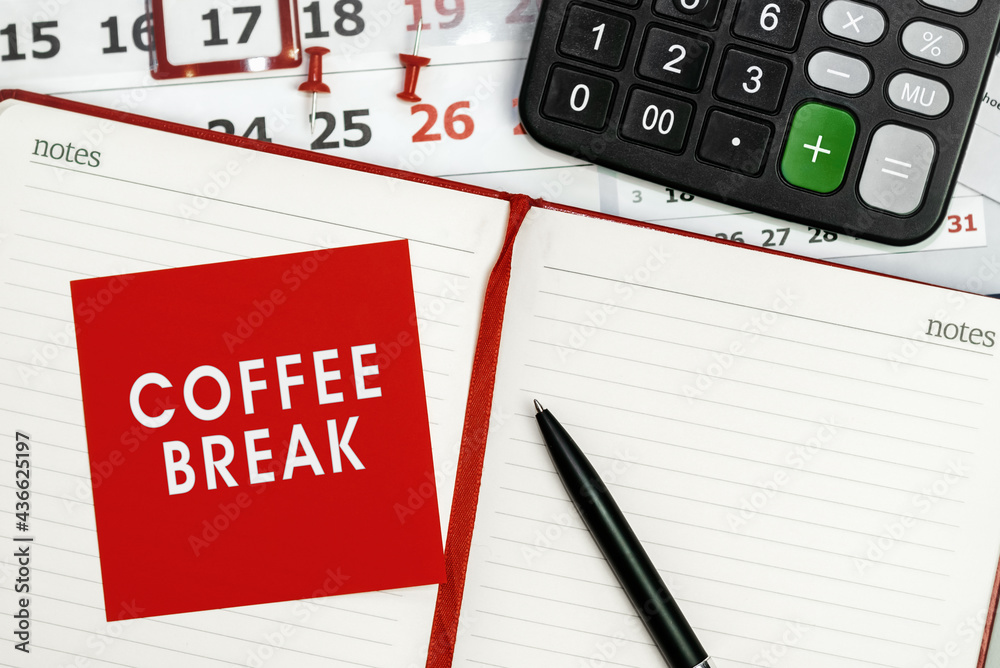 Coffee Break - concept of text on sticky note. Work and study concept Coffee Break - concept of text on sticky note. Work and study concept