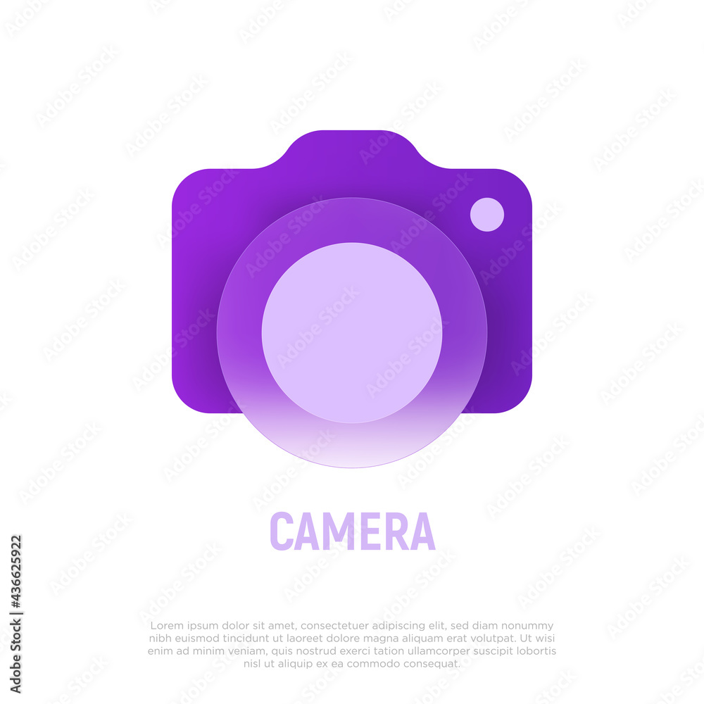 Camera icon in glassmorphism style. Photo and video equipment. Vector illustration. Camera icon in glassmorphism style. Photo and video equipment. Vector illustration.