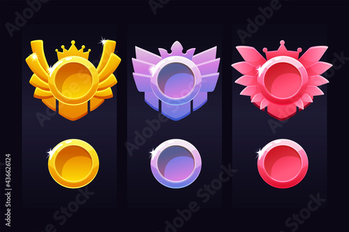 Achievement circle templates for the game, award emblems for winner.