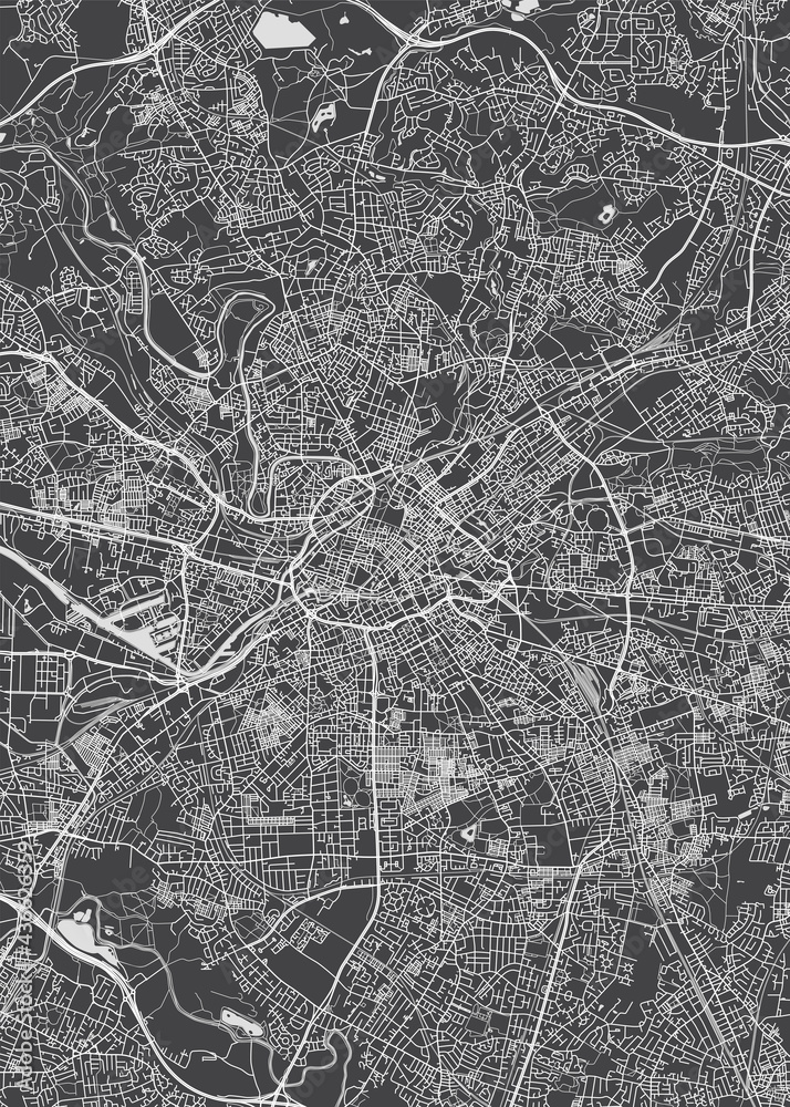 Naklejka premium City map Manchester, monochrome detailed plan, vector illustration