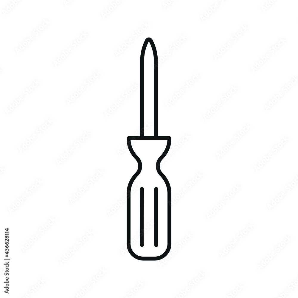 Screwdriver linear icon. Building tools. Thin line customizable illustration. Contour symbol. Vector isolated outline drawing. Editable stroke Screwdriver linear icon. Building tools. Thin line customizable illustration. Contour symbol. Vector isolated outline drawing. Editable stroke