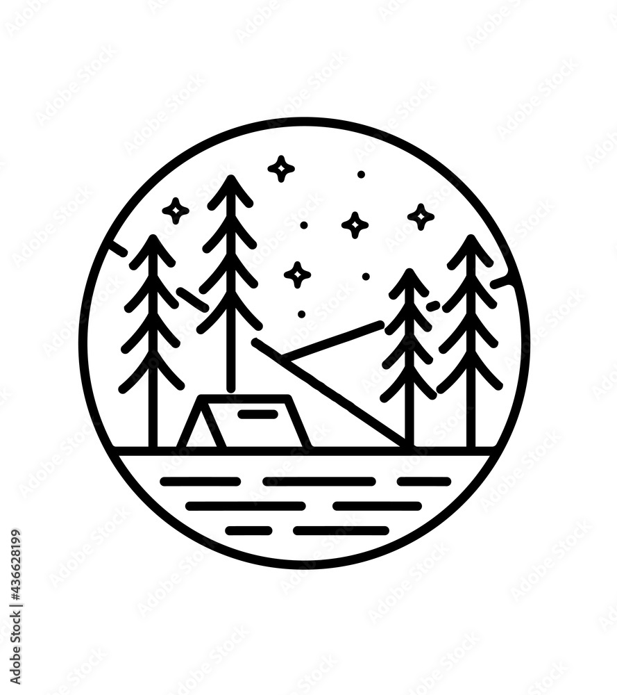 simple design of natural mountains and camping simple design of natural mountains and camping