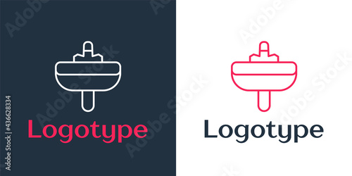Logotype line Washbasin with water tap icon isolated on white background. Logo design template element. Vector
