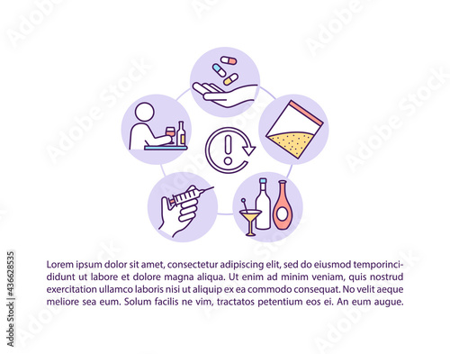 Physical relapse concept line icons with text. PPT page vector template with copy space. Brochure, magazine, newsletter design element. Illness treatment process linear illustrations on white