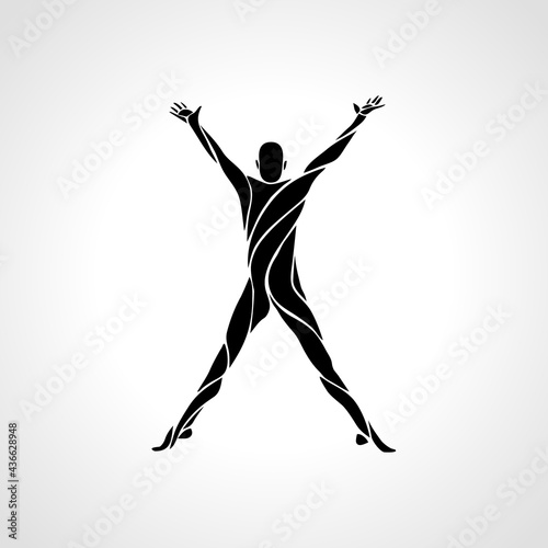 Healthy Life Logo Arm raised man silhouette illustration