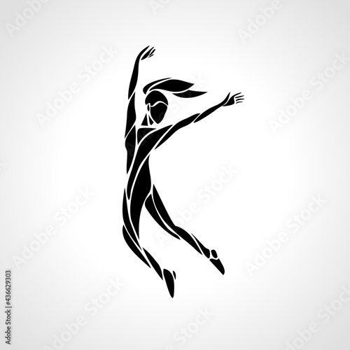 Healthy Life Logo Arm raised woman silhouette illustration