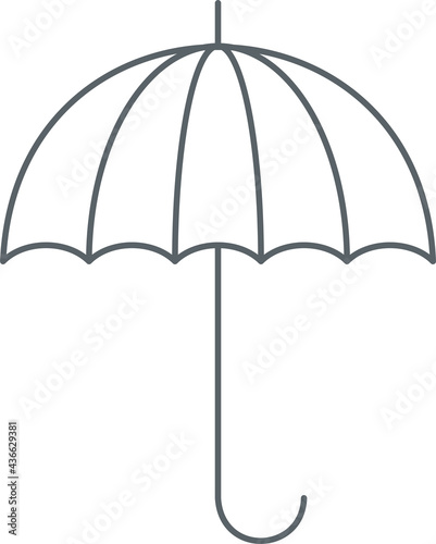 Umbrella icon, rainy weather. Vector, line, one color.
