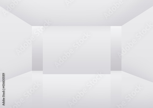 White clean empty architecture interior space room studio background wall display products minimalistic. 3d rendering