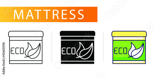 three icons, different types of mattresses, eco latex