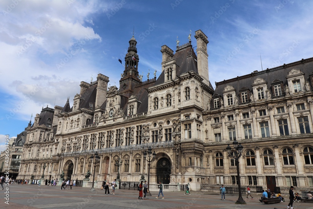 L'hotel de ville de Paris, vue de l'extérieur, ville de Paris, France