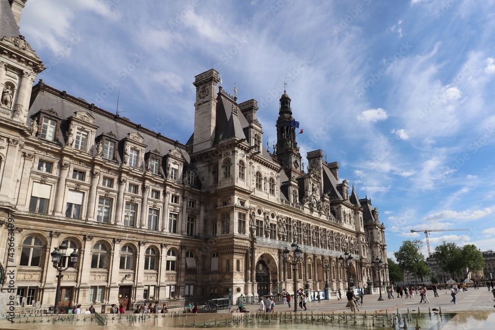 L'hotel de ville de Paris, vue de l'extérieur, ville de Paris, France