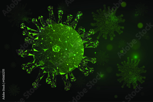 Virus. Abstract 3d microorganisms vector isolated on dark background. Computer virus Allergic bacteria Health care Concept of microbiology, pathogen, pathogen, microvirus, infectious