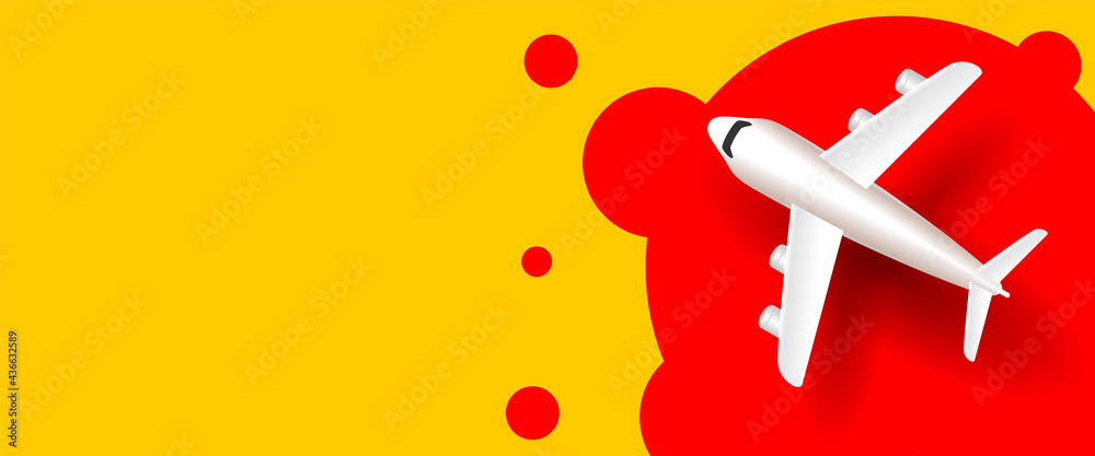 3d aeroplane fly draw from above with plain for promotional banner template vector illustration 3d aeroplane fly draw from above with plain for promotional banner template vector illustration