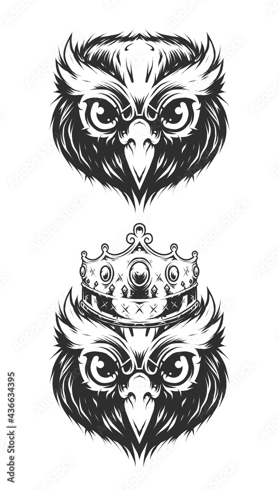 Fototapeta premium Vintage Owl head in monochrome style Premium Vector