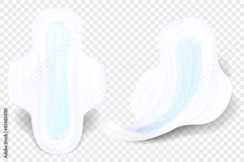 Gaskets for women, feminine hygiene items. Details for critical women's days, vector 3D realistic