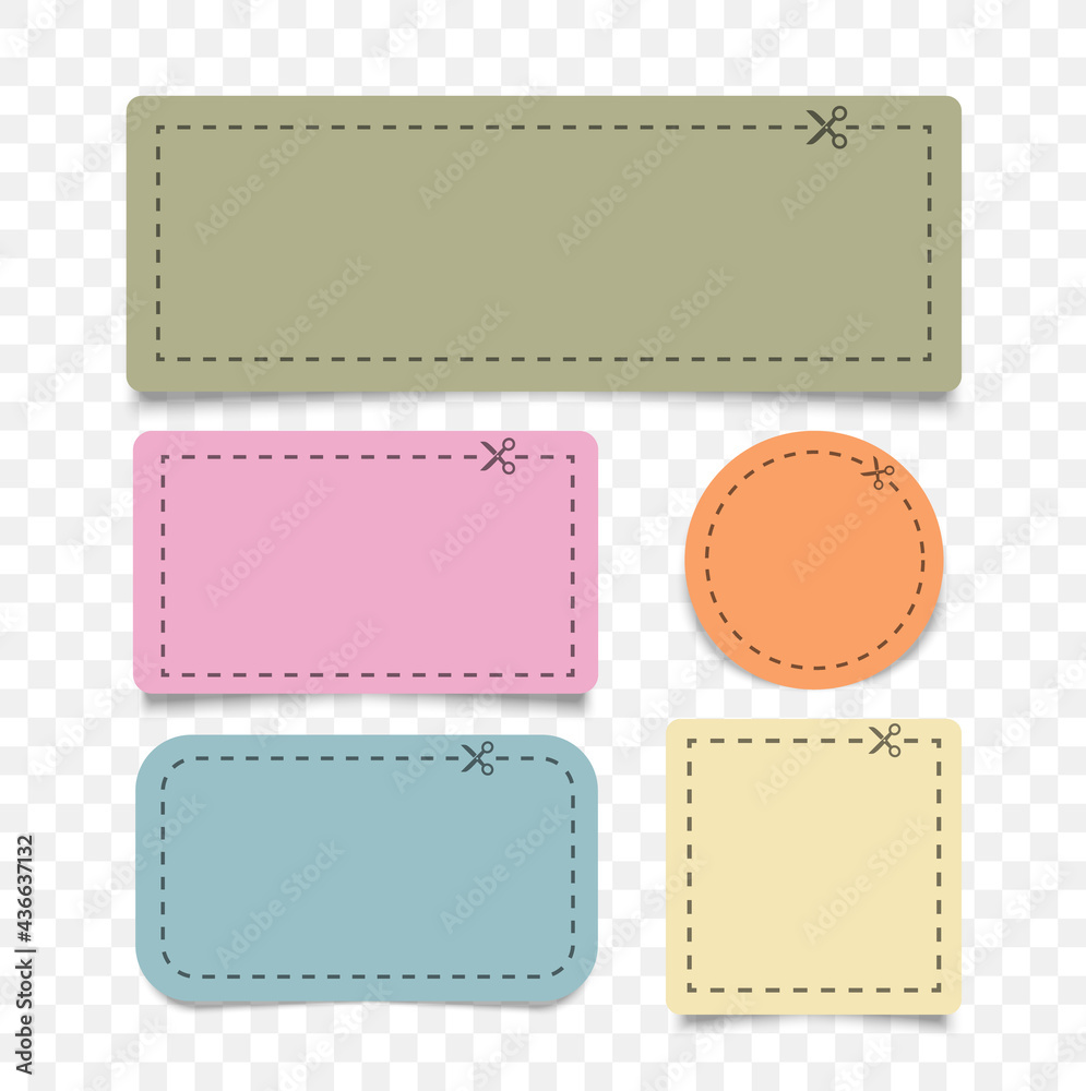 Illustration of Cut out coupon with dashed line and scissors. Different shape color coupon borders. advertising coupon cut from sheet of paper Illustration of Cut out coupon with dashed line and scissors. Different shape color coupon borders. advertising coupon cut from sheet of paper