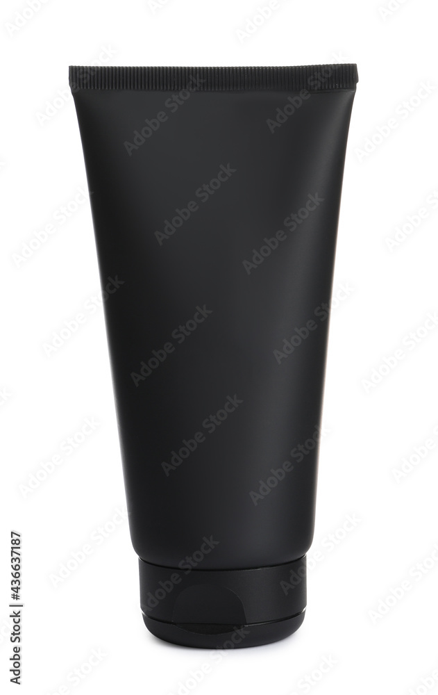 Tube of men's facial cream isolated on white. Mockup for design