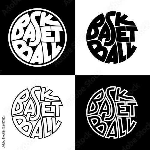 Set of 4 basketball typography graphics. Concept for print production. T-shirt fashion Design.