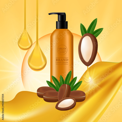 Argan extract for hair product vector illustration.